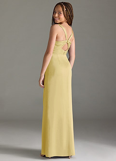 Azazie Mero Junior Lemon Sorbet Mermaid Pleated Stretch Satin Dress image2