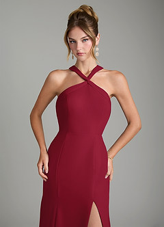 Azazie Rue Bridesmaid Dresses Burgundy A-Line Halter Chiffon Dress image3