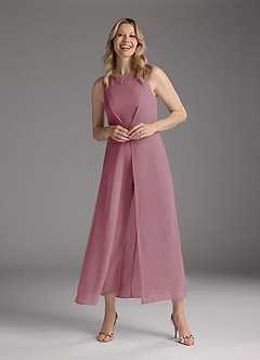 Azazie Anitta Mother of the Bride Dresses Vintage Mauve Jumpsuit/Pantsuit Pleated Stretch Crepe Dress image3