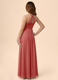 Azazie Ginny Junior Abito A-Line in Chiffon Plissettato Rosa Antica image2