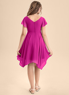 Azazie Janeaurelia Junior Abito A-Line in Chiffon Plissettato Fucsia image2