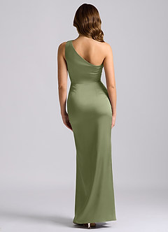 Azazie Akilah Brautjungfernkleider Meerjungfrau-Linie One-Shoulder Stretch-Satin Kleid Gartensalbei image2