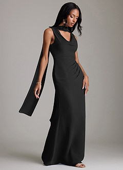 Azazie Linelle Bridesmaid Dresses Black Mermaid Pleated Chiffon Dress image8