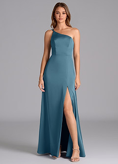 Azazie Trina Jurken voor bruidsmeisjes Jurk van Stretch Satijn met A-Lijn One-Shoulder Bermuda image3