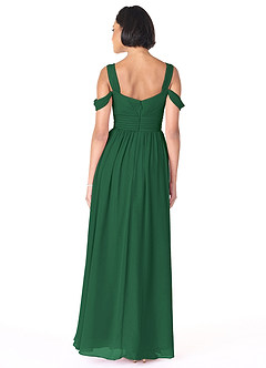 Azazie Lianne Bridesmaid Dresses Dark Green A-Line Off the Shoulder Chiffon Dress image4