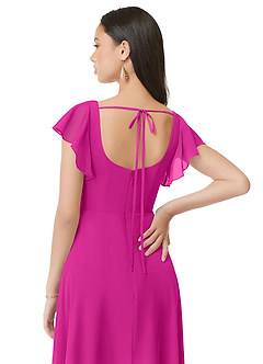 Azazie Bondi Bridesmaid Dresses Fuchsia A-Line Ruched Chiffon Dress image5