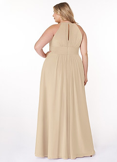 Azazie Bonnie Bridesmaid Dresses A-Line Keyhole Ruched Chiffon Floor-Length Dress image8