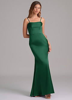 Azazie Miley 신부 들러리 드레스 인어 오프 더 숄더 스트레치 새틴 바닥 길이 드레스 image8