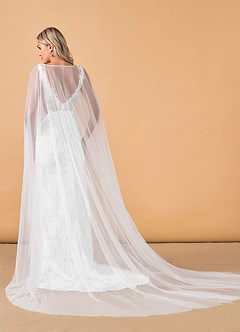 Azazie Gracen Wedding Dresses Diamond White Mermaid V-Neck Lace Tulle Dress image8