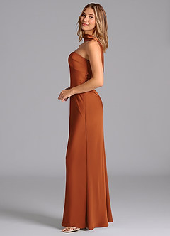 Azazie Lusinda Brudtärnklänningar Klä av Sjöjungfru i Stretch Satin Axelbandslös Kanel image5