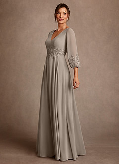 Azazie Yorba Abiti per la Madre della Sposa Abito A-Line in Chiffon Pizzo Taupe image4