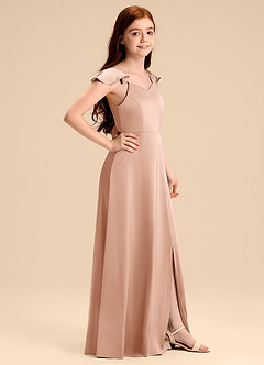 Azazie Everett Junior Rose Gold A-Line Bow Stretch Satin Dress image3