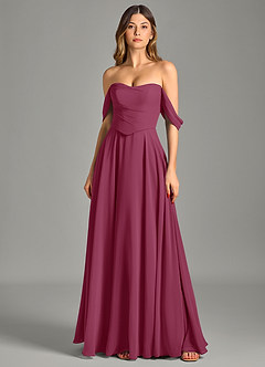 Azazie Chelsey Abiti da Damigella Abito Convertibile A-Line in Chiffon a Spalla Scoperta Gelso image6