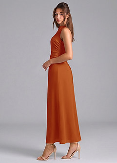 Azazie Evadne Bridesmaid Dresses Paprika Sheath Pleated Chiffon Dress image5