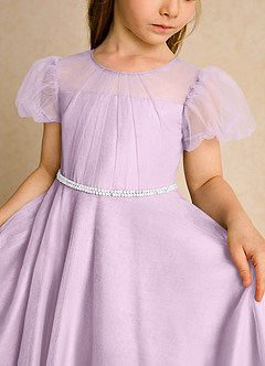 Azazie Duckie vestidos de niña de las flores Vestido de Lila Esmerilada de Tul de Princesa con Plisado image6