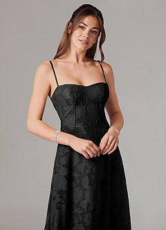 Azazie Valentine Bridesmaid Dresses Black A-Line Sweetheart Neckline Floral Burnout Dress image2