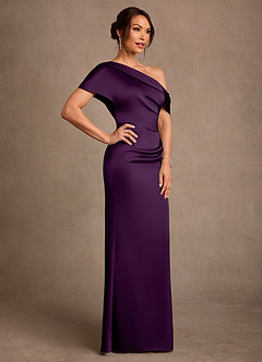 Azazie Rutha Kleider für die Brautmutter Etui One-Shoulder Stretch-Satin Kleid Traube image3