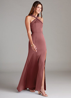 Azazie Rue Brautjungfernkleider A-Linie Plissee Stretch-Satin Kleid Amethyst image4