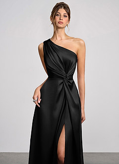 Eulalie Black Luminous Satin Maxi Dress image5