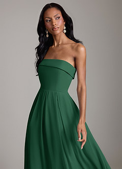 Azazie Lucienne Bridesmaid Dresses Dark Green A-Line Strapless Chiffon Convertible Dress image4
