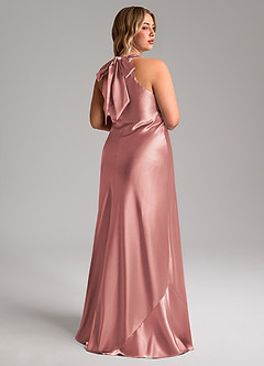 Azazie Doretta Bridesmaid Dresses Dusty Rose Mermaid Bow Metallic Satin Dress image9