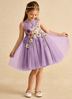 Azazie Prima Flower Girl Dresses Wisteria A-Line Bow Tulle Dress image3