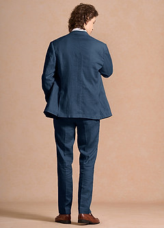 front Harrison Dunkelmarine 3-teiliger Anzug aus 100 % Leinen