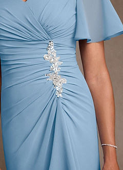 Azazie Suffolk Abiti per la Madre della Sposa Abito A-Line in Chiffon Plissettato Azzurro Polvere image5