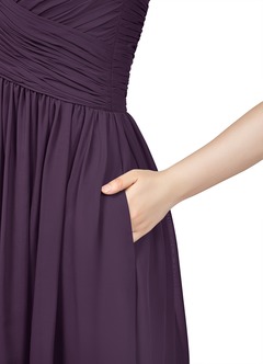 Azazie Angie Bridesmaid Dresses Plum A-Line Corset Chiffon Dress image10
