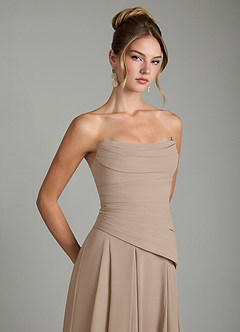 Azazie Gabriela Bridesmaid Dresses Taupe A-Line Corset Chiffon Dress image10