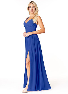 Azazie Chanel Robes de demoiselle d'honneur Robe Trapèze en Mousseline de soie Plissée Bleu Roi image3