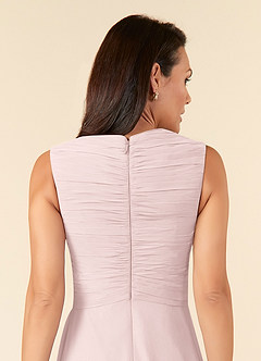 Azazie Theron Mother of the Bride Dresses Blushing Pink A-Line V-Neck Pleated Chiffon Dress image5