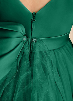 Azazie Pear Flower Girl Dresses Emerald Ball-Gown Bow Tulle Dress image7