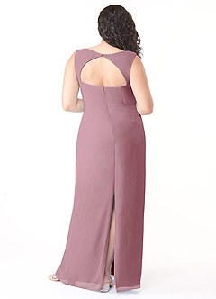 Azazie Flori Bridesmaid Dresses Vintage Mauve Sheath Square Neckline Chiffon Dress image8