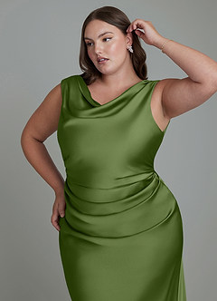 Azazie Kieryn Bridesmaid Dresses Juniper Mermaid Pleated Stretch Satin Dress image12