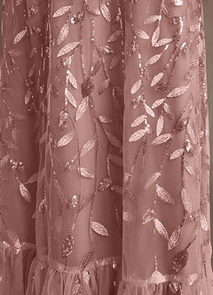 Azazie Mazie 신부의 어머니 드레스 A라인 레이스 얇실버 명주 그물 플로어 길이 드레스 image8