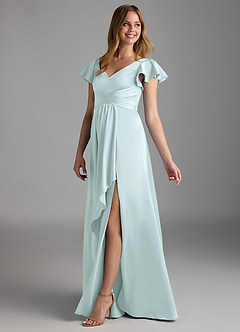 Azazie Omari Robes de demoiselle d'honneur Robe Trapèze en Satin extensible Verre De Mer image5
