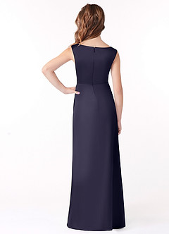 Azazie Sadia Junior Stormy A-Line Pleated Stretch Satin Dress image3