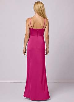 Barbie ♥ Azazie Venta Final Vestido de Barbie Rosa de Satén Elástico de Corte Recto con Lazo image3