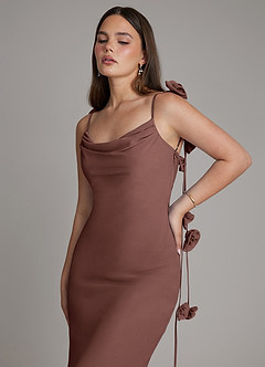 Azazie Kalico Robes de demoiselle d'honneur Robe Sirène en Mousseline de soie Plissée Expresso image5