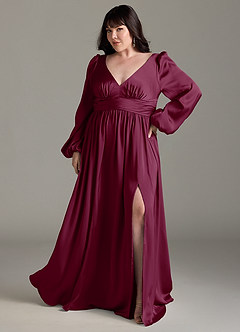 Azazie Norah Bridesmaid Dresses Mulberry A-Line Stretch Satin Dress image7