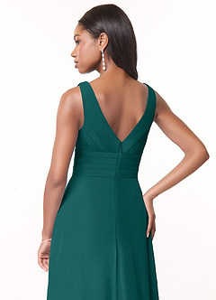 Azazie Julianna Bridesmaid Dresses Peacock A-Line Chiffon Dress image4