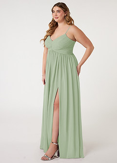 Azazie Alia Bridesmaid Dresses Dusty Sage A-Line Pleated Chiffon Dress image8