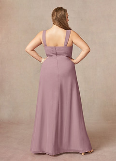 Azazie Weisz Abiti per la Madre della Sposa Abito A-Line in Chiffon Plissettato con Scollo Quadrato Rosa Polverosa image12