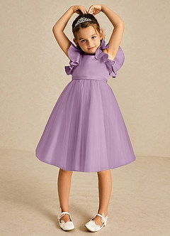 Azazie Kaeya Flower Girl Dresses Wisteria A-Line Bow Tulle Dress image3