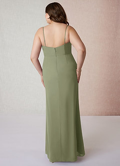 Azazie Tayla Bridesmaid Dresses Pistachio Sheath Square Neckline Chiffon Dress image7