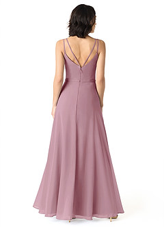 Azazie Janine Bridesmaid Dresses Vintage Mauve A-Line V-Neck Chiffon Dress image4