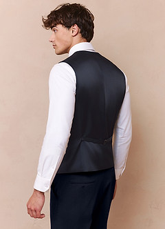front Savile Navy Blue Wool Blend Suit Vest