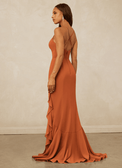 Christian Siriano Bridal for Azazie 1006 Bridesmaid Dresses Cinnamon Mermaid Ruched Chiffon Dress image2