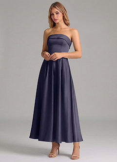 Azazie Lucienne Bridesmaid Dresses Stormy A-Line Pleated Stretch Satin Dress image4